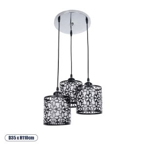 RAINELDA Μοντέρνο Κρεμαστό Φωτιστικό Οροφής με Ντουί 3 x E27 AC 220-240V IP20 - Μαύρο : Λευκό - Μ35 x Π35 x Υ110cm