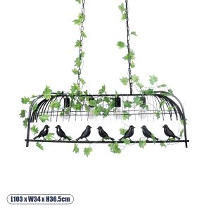 NEST Vintage Κρεμαστό Φωτιστικό Οροφής με Ντουί 4 x E27 AC 220-240V IP20 - Mαύρο : Πράσινο - Μ103 x Π34 x Υ36.5cm