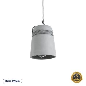 TRIBECA Μοντέρνο Κρεμαστό Φωτιστικό Οροφής με Ντουί 1 x E27 AC 220-240V IP20 - Γκρι : Μαύρο - Μ20 x Π20 x Υ26cm