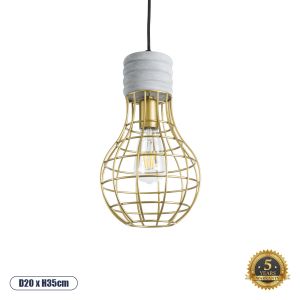 DURANT Μοντέρνο Κρεμαστό Φωτιστικό Οροφής με Ντουί 1 x E27 AC 220-240V IP20 - Γκρι : Χρυσό - Μ20 x Π20 x Υ35cm