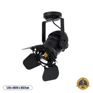 DETROIT Vintage Φωτιστικό Οροφής με Ντουί 1 x E27 AC 220-240V IP20 - Μαύρο - Μ26 x Π26 x Υ37cm