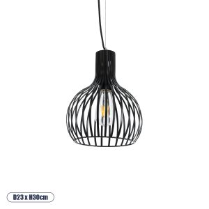 SCANDI Vintage Κρεμαστό Φωτιστικό Οροφής με Ντουί 1 x E27 AC 220-240V IP20 - Μαύρο - Μ23 x Π23 x Υ30cm