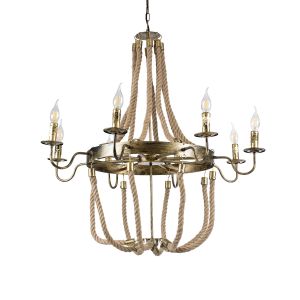 VICTORIAN Vintage Κρεμαστό Φωτιστικό Οροφής με Ντουί 8 x E14 AC 220-240V IP20 - Μπρούτζινο Εφέ Σκουριάς : Μπεζ - Μ87 x Π87 x Υ80cm