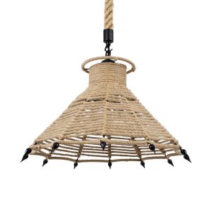 OZERO Boho Κρεμαστό Φωτιστικό Οροφής με Ντουί 1 x E27 AC 220-240V IP20 - Μπεζ : Μαύρο - Μ41 x Π41 x Y28cm