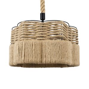 TONDO Boho Κρεμαστό Φωτιστικό Οροφής με Ντουί 1 x E27 AC 220-240V IP20 - Μπεζ : Μαύρο - Μ38 x Π38 x Y21cm