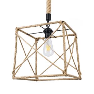 POLISHED Vintage Κρεμαστό Φωτιστικό Οροφής με Ντουί 1 x E27 AC 220-240V IP20 - Μαύρο : Μπεζ - Μ30 x Π30 x Υ30cm