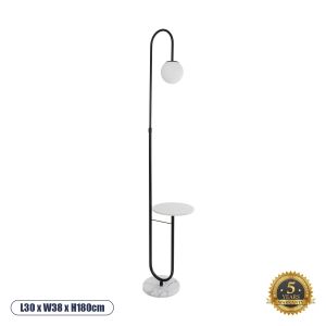CORDELIA Μοντέρνο Επιδαπέδιο Φωτιστικό με Ντουί 1 x E27 AC 220-240V IP20 - Μαύρο : Λευκό - Μ30 x Π38 x Υ180cm