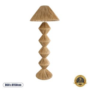 LUANA Boho Επιδαπέδιο Φωτιστικό με Ντουί 1 x E27 AC 220-240V IP20 - Μπεζ - Μ60 x Π60 x Υ150cm