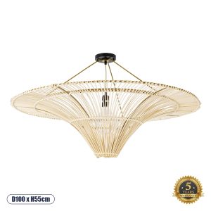 PALERMO Boho Φωτιστικό Οροφής με Ντουί 1 x E27 AC 220-240V IP20 - Μπεζ - Μ100 x Π100 x Υ55cm