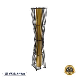 PALMA Boho Επιδαπέδιο Φωτιστικό με Ντουί 2 x E27 AC 220-240V IP20 - Μαύρο : Μπεζ - Μ25 x Π25 x Υ140cm