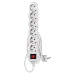 ΠΟΛΥΠΡΙΖΟ 1,5M 6SCHUKO 1,5MM2 PVC SWITCH ΆΣΠΡΟ