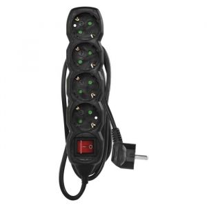 ΠΟΛΥΠΡΙΖΟ 1,5M 4SCHUKO 1,5MM2 PVC SWITCH ΜΑΥΡΟ