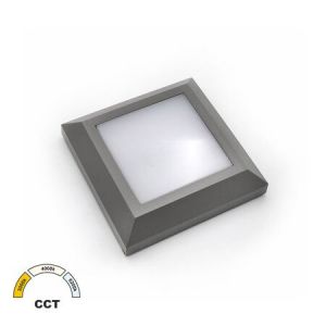 LED ΦΩΤΙΣΤΙΚΟ PC ΕΠΙΤΟIXO ΤΕΤΡΑΓΩΝΟ D125MM 4W CCT IP65 ΓΚΡΙ
