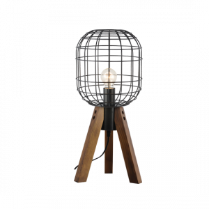 ΕΠΙΤΡΑΠΕΖΙΟ Φ/Σ 1ΧΕ27 ΜΕΤΑΛΛΙΚΟ ΜΑΥΡΟ+ΞΥΛΟ Φ25ΧΗ51,5CM PROMETHEUS