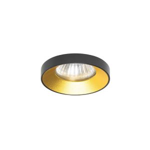 Χωνευτό σποτ, σταθερό για GU10/PAR16, Max12W (LED), IP20, o7.5x3cm, sanded black body+gold reflector