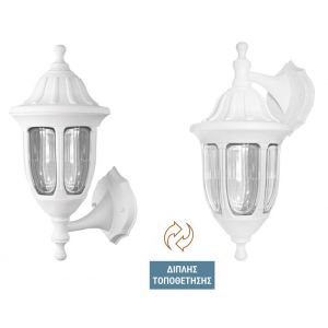 Φανάρι PC Επίτοιχο Στρογγυλό Διπλής Τοποθέτησης Ε27 IP44 Λευκό