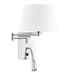 WALL LAMP CHROME WITH WHITE LAMP SHADE E27