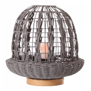 ΠΟΡΤΑΤΙΦ E27 ΒΑΣΗ ΞΥΛΟ & RATTAN Φ29X30 ΓΚΡΙ