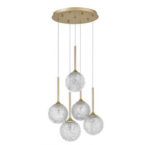 MIRANO CLEAR STRUCTURED GLASS & BRUSHED GOLD STEEL LED G9 5X5 WATT 230 VOLTIP20 BULB EXCLUDED D: 42 H: 180 CM