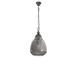 TOULON GRAY GLASS DARK BROWN BASE & CHAIN E27 1X40W IP20 BULB EXCLUDED D: 27 H1: 45 H2: 120 CM