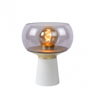 FARRIS ΕΠΙΤΡΑΠΕΖΙΑ ΛΑΜΠΑ E27 / 25W 28CM ΛΕΥΚΟ / ΓΥΑΛΙ ΚΑΠΝΟΥ