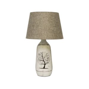 VK/03038/G CERAMIC TABLE LIGHT E27 MAX 42W OVAL WITH TTREE DESIGN BEGE