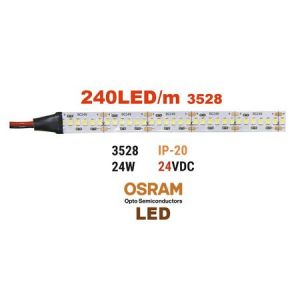 ΤΑΙΝΙΑ LED 5m 24VDC 24W/m 240LED/m ΛΕΥΚΟ IP20(OSRAM LED)