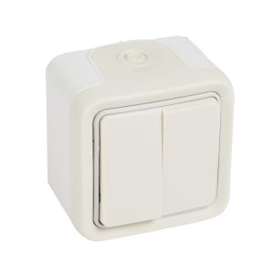 Διακόπτης Διπλός Α/Ρ Επίτοιχος Πλήρης Λευκός IP55 Plexo