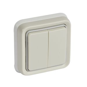 Διακόπτης Διπλός Χωνευτός Πλήρης Λευκός IP55 Plexo