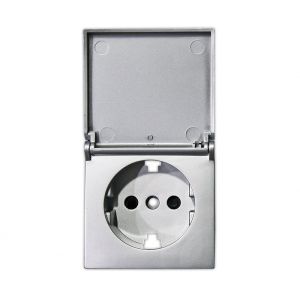 Πλακίδιο Με Καπάκι Πρίζας Σούκο IP20 Ασημί