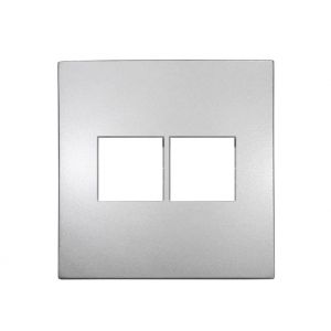 Πλακίδιο Πρίζας Data Διπλή RJ45+RJ45 Cat.6 Ασημί