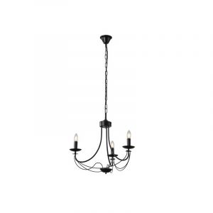 ΦΩΤΙΣΤΙΚΟ ΚΡΕΜΑΣΤΟ ΜΕΤΑΛΛΟ 3ΦΩΤΟ 3XE14 Max 15w  470X600mm ΜΑΥΡΟ ΔΙΑΦΑΝΕΣ ΓΥΑΛΙ ARTE ILLUMINA KRISTALLO