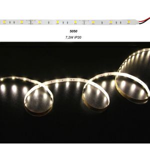 ΤΑΙΝΙΑ LED ΛΕΥΚΗ ΑΥΤΟΚΟΛΛΗΤΗ 5m12VDC 7.2W/m 30LED/m 5050 ΘΕΡΜΟ IP20