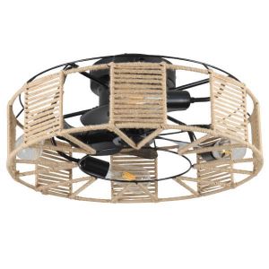 ΑΝΕΜΙΣΤΗΡΑΣ ΟΡΟΦΗΣ ΜΕ ΠΛΕΚΤΟ ΝΗΜΑ ΚΑΝΝΑΒΗΣ 4XE27 ΜΕ ΚΟΝΤΡΟΛ Φ55 DC 20W