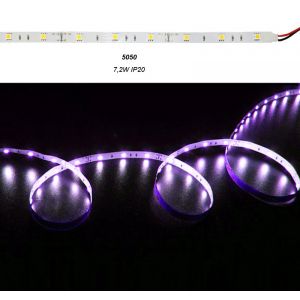 ΤΑΙΝΙΑ LED ΛΕΥΚΗ ΑΥΤΟΚΟΛΛΗΤΗ 5m12VDC 7.2W/m 30LED/m 5050 RGB IP20