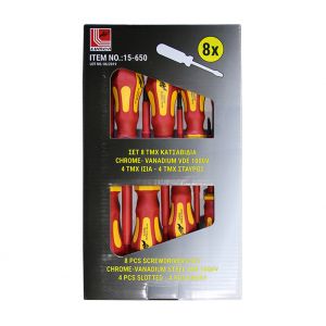 Κατσαβίδια Chrome - Vanadium VDE 1000V Σέτ 8 Τμχ Σε Κουτί