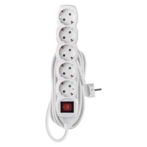 ΠΟΛΥΠΡΙΖΟ 5M 5SCHUKO 1,5MM2 PVC SWITCH ΆΣΠΡΟ