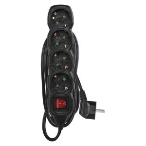 ΠΟΛΥΠΡΙΖΟ 5M 4SCHUKO 1,5MM2 PVC SWITCH ΜΑΥΡΟ