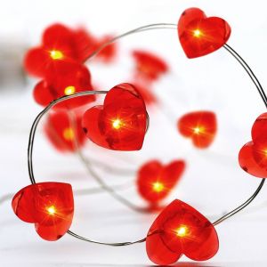 RED HEART», 20 LED ΛΑΜΠ. ΧΑΛΚΟΥ, ΚΟΚΚΙΝΟ, ΑΣΗΜΙ. ΚΑΛ. & ΜΠΑΤ. 2xAA, IP20, 2M+10CM, 1.2W