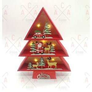 WOODEN RED TREE SANTA» 8 MINI LED ΛΑΜΠ. ΜΠΑΤ. (2xAAA), WW,IP20, 24X5X30CM