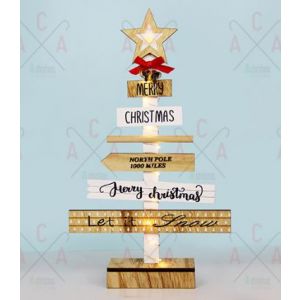 «WOODEN CHRISTMAS TREE» 10 MINI LED WW Λ/ΚΙΑ ΜΠ/ΡΙΕΣ (2AA) IP20 22.5X5X38CM