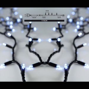 100 Led Σε Σειρά Με Επέκταση Πράσινο Κουτσούκ Καλώδιο, Λευκό Led Ανά 10εκ.