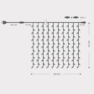 ΚΟΥΡΤΙΝΑ, 200 LED 5mm, 230V, ΕΠΕΚΤΑΣΗ ΕΩΣ 3, 200Χ100cm, ΠΡΑΣΙΝΟ 