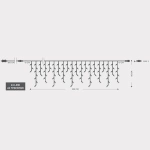 ΒΡΟΧΗ, 144 LED 5mm, 36V, ΕΠΕΚΤΑΣΗ ΕΩΣ 3, 300Χ60cm, ΔΙΑΦΑΝΟ ΚΑΛΩΔΙΟ
