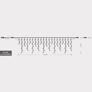 ΒΡΟΧΗ, 144 LED 3mm, 31V, ΕΠΕΚΤΑΣΗ ΕΩΣ 3, 8 ΠΡΟΓΡΑΜΜΑΤΑ, 300Χ60cm, ΔΙΑΦΑΝΟ ΚΑΛΩΔΙΟ, ΧΡΩΜΑΤΙΣΤΟ LED, ΙΡ44