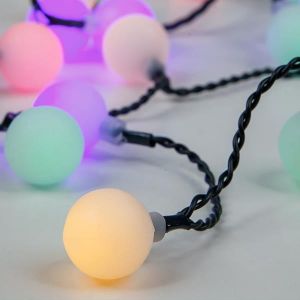 ΣΕΙΡΑ, 80 LED ΑΝΑ 10cm, 31V, ΛΕΥΚΕΣ ΜΠΑΛΕΣ Φ 2cm, ΕΠΕΚΤΑΣΗ ΕΩΣ 3, ΠΡΑΣΙΝΟ ΚΑΛΩΔΙΟ, RGB LED, IP44