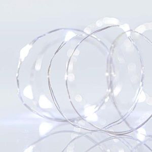 ΣΕΙΡΑ, 100 MINI LED, 3V, ΣΤΑΘΕΡΟ, ΜΕ ΜΕΤΑΣΧΗΜΑΤΙΣΤΗ, ΠΡΟΕΚΤΑΣΗ ΠΑΡΟΧΗΣ 500cm, ΑΣΗΜΙ ΧΑΛΚΟΣ, ΛΕΥΚΟ LED, ANA 10cm, ΙΡ44