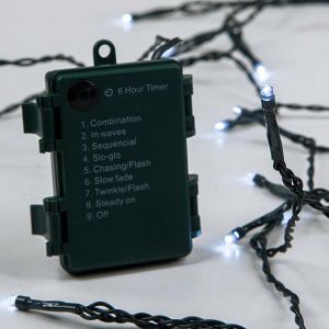 ΣΕΙΡΑ, 48 LED 3MM, ΜΠΑΤΑΡΙΑΣ 3XAA, 8 ΠΡΟΓΡΑΜΜΑΤΑ & ΜΝΗΜΗ, TIMER, ΠΡΑΣΙΝΟ PVC ΚΑΛΩΔΙΟ, ΛΕΥΚΟ LED, ANA 10CM, ΠΡΟΕΚΤΑΣΗ ΠΑΡΟΧΗΣ 30C