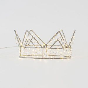ΦΩΤΙΖΟΜΕΝΗ ΚΟΡΩΝΑ 21Χ9  ΜΕ ΚΡΥΣΤΑΛΛΑΚΙΑ, 70 MINI LED, ΜΠΑΤΑΡΙΑΣ, ΜΕ ΧΡΟΝΟΔΙΑΚΟΠΤΗ, ΑΣΗΜΙ ΧΑΛΚINO ΚΑΛΩΔΙΟ, ΘΕΡΜΟ ΛΕΥΚΟ LED, ΠΡΟΕΚ