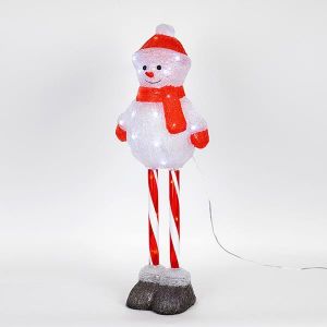 ΑΚΡΥΛΙΚΟΣ ΧΙΟΝΑΝΘΡΩΠΟΣ ΜΕ ΠΟΔΙΑ CANDY, 3,5V ΜΕΤΑΣΧΗΜΑΤΙΣΤΗ, 35 ΛΕΥΚΑ LED, ΠΡΟΕΚΤΑΣΗ ΠΑΡΟΧΗΣ 5M, 25X18X67CM, IP44
